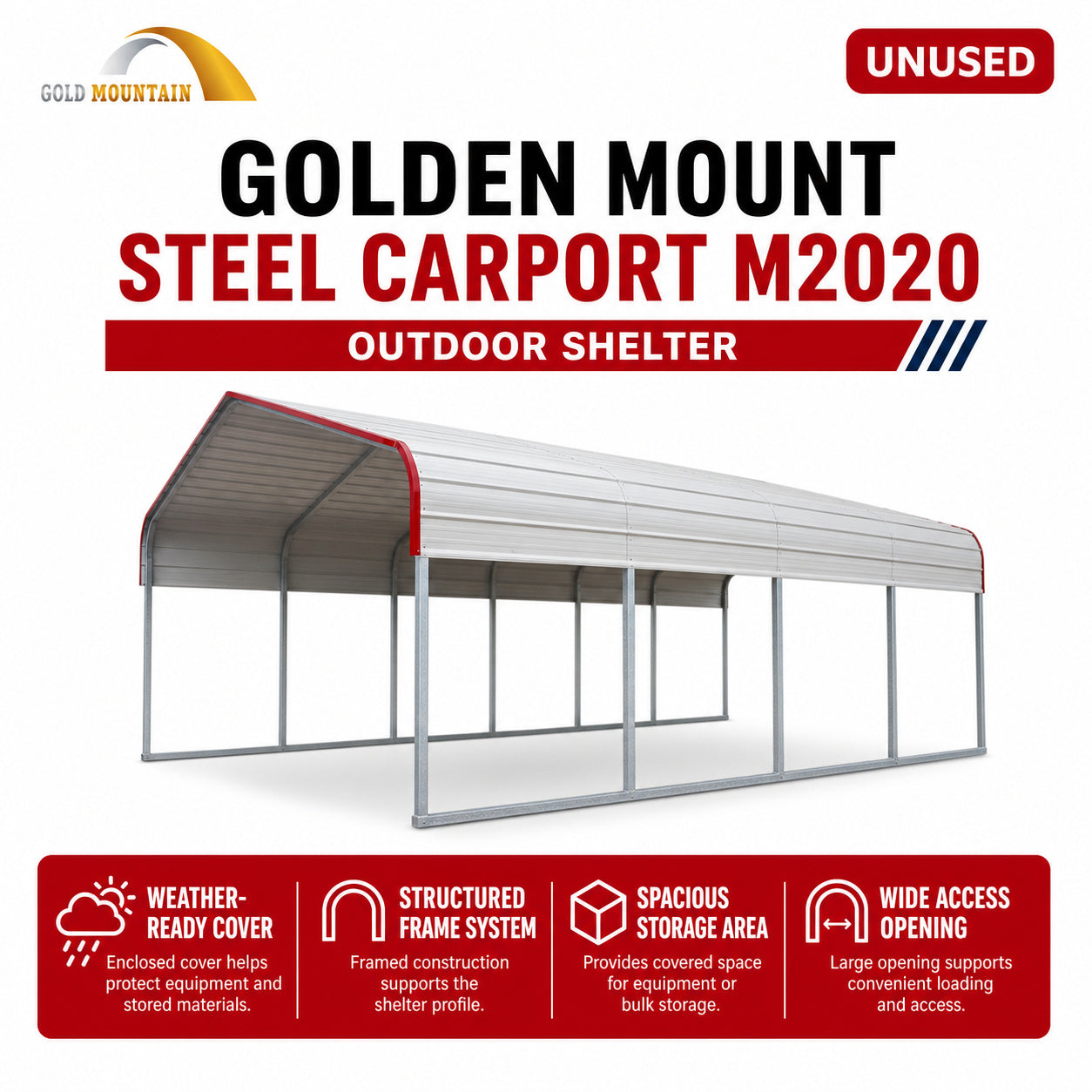 Unused Golden Mount Steel Carport M2020 (MSRP: $2,900)