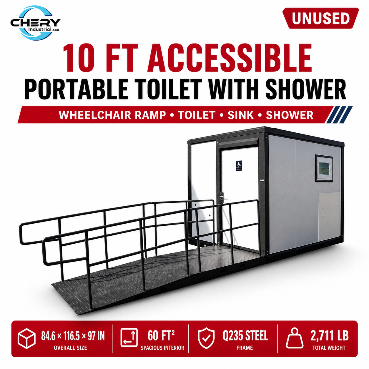 Unused Bastone Mobile Toilets For Disabled (10FT) (MSRP: $11,000)