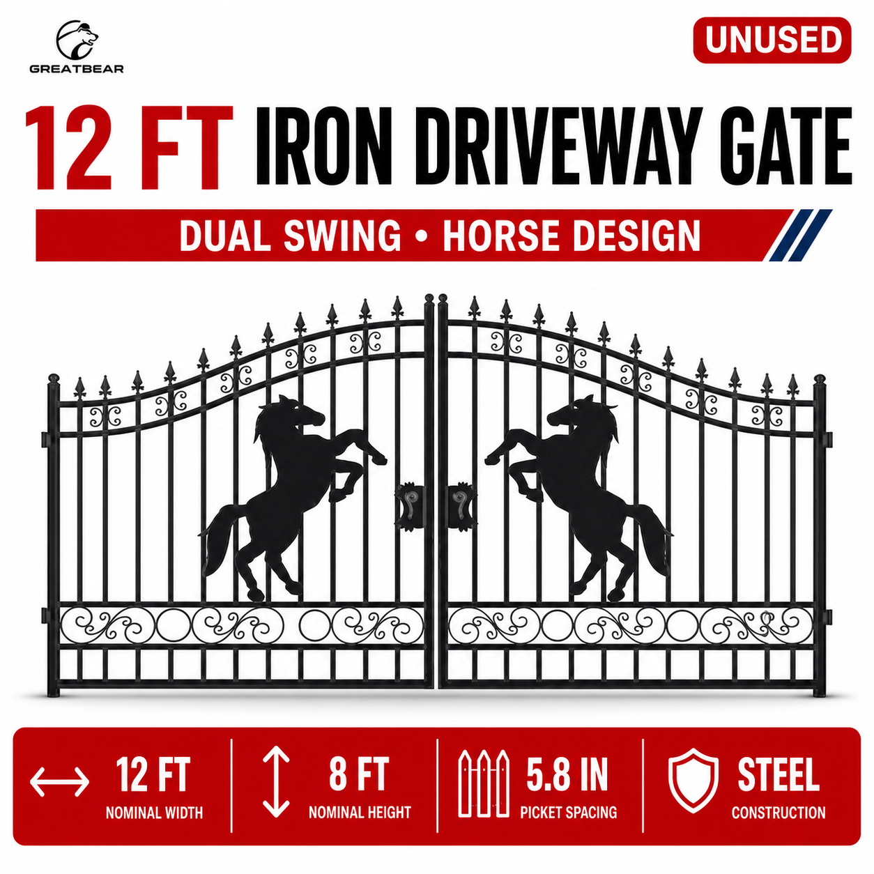 Unused Greatbear Iron Gate 12ft Bi-Parting general style - EPE foam (MSRP: $1,600)