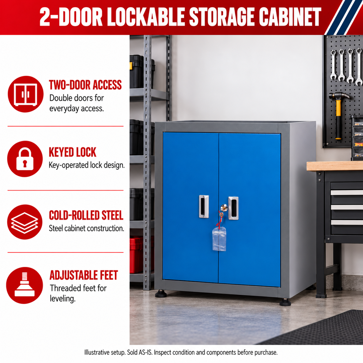 Unused Storage Cabinets 2 Doors Lockable