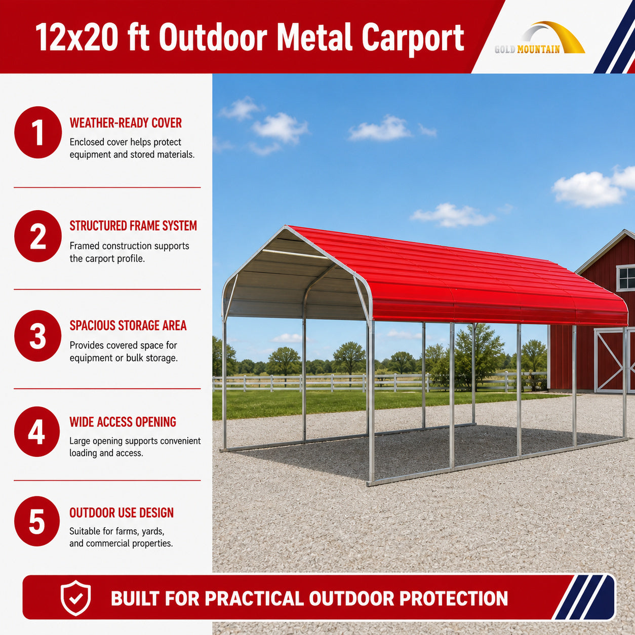 Unused Golden Mount Steel CarportM1220 (MSRP: $2,200)