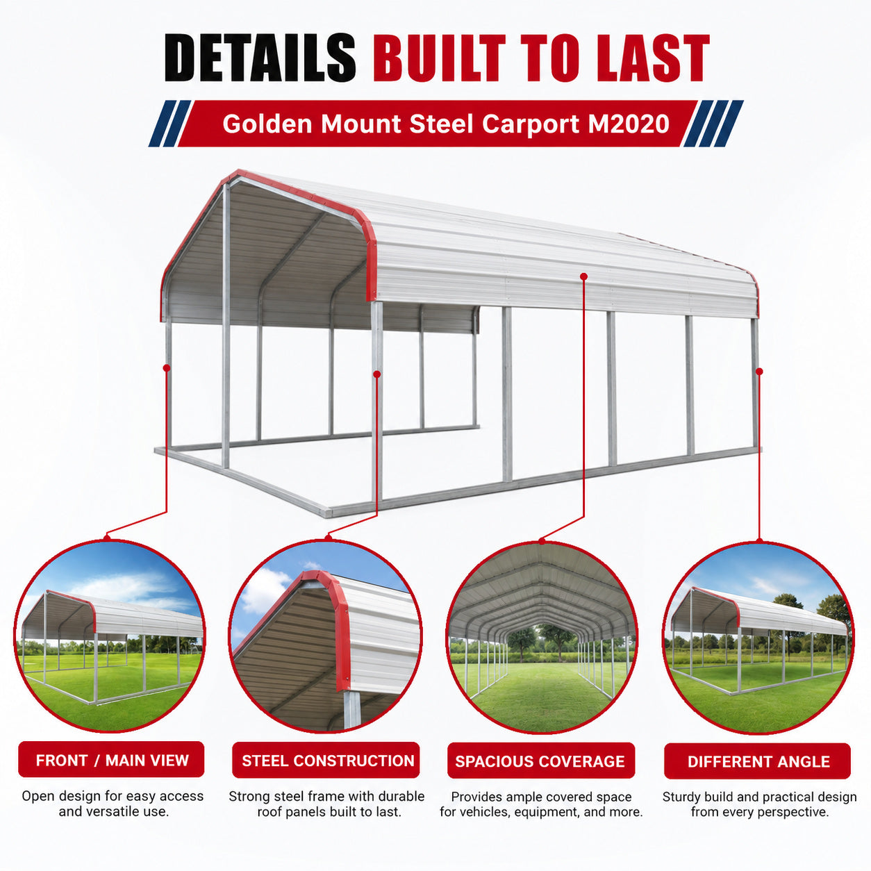 Unused Golden Mount Steel Carport M2020 (MSRP: $2,900)