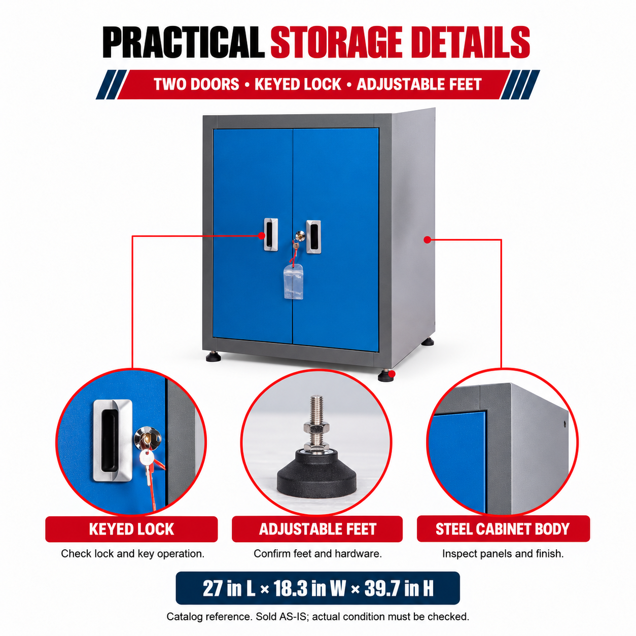 Unused Storage Cabinets 2 Doors Lockable