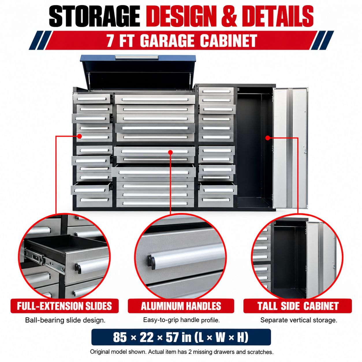 Unused 7ft Garage Storage Cabinet (35 Drawers & 1 Cabinet)