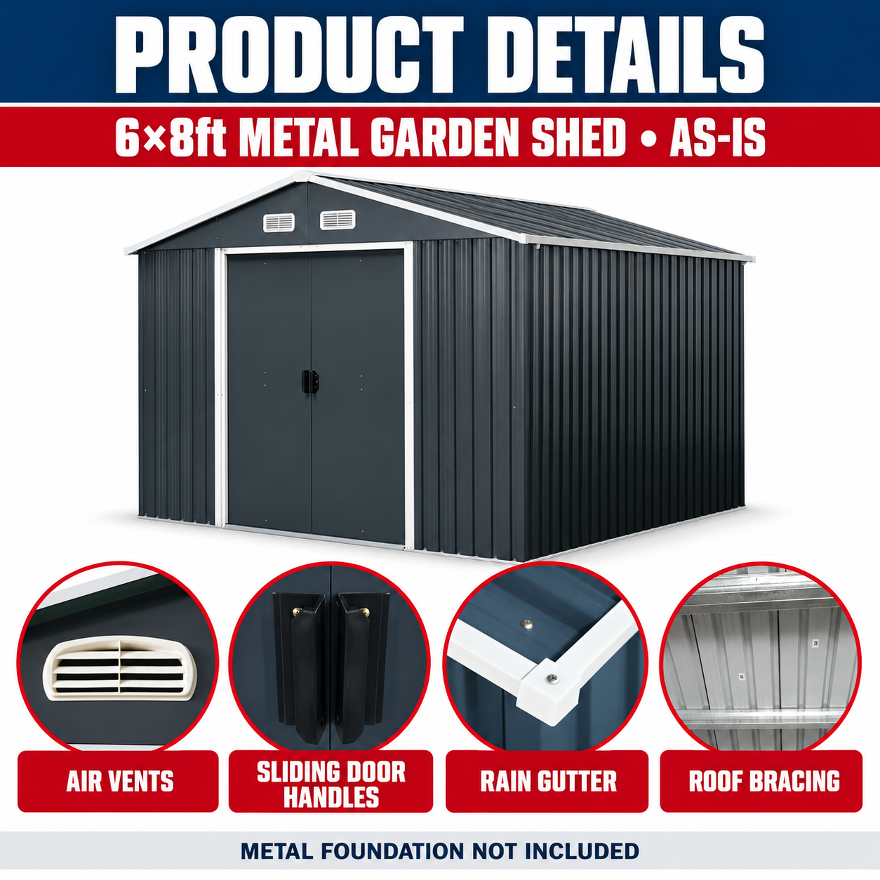 Unused Chery Industrial Garden Shed 6'x8'ft (MSRP: $399)