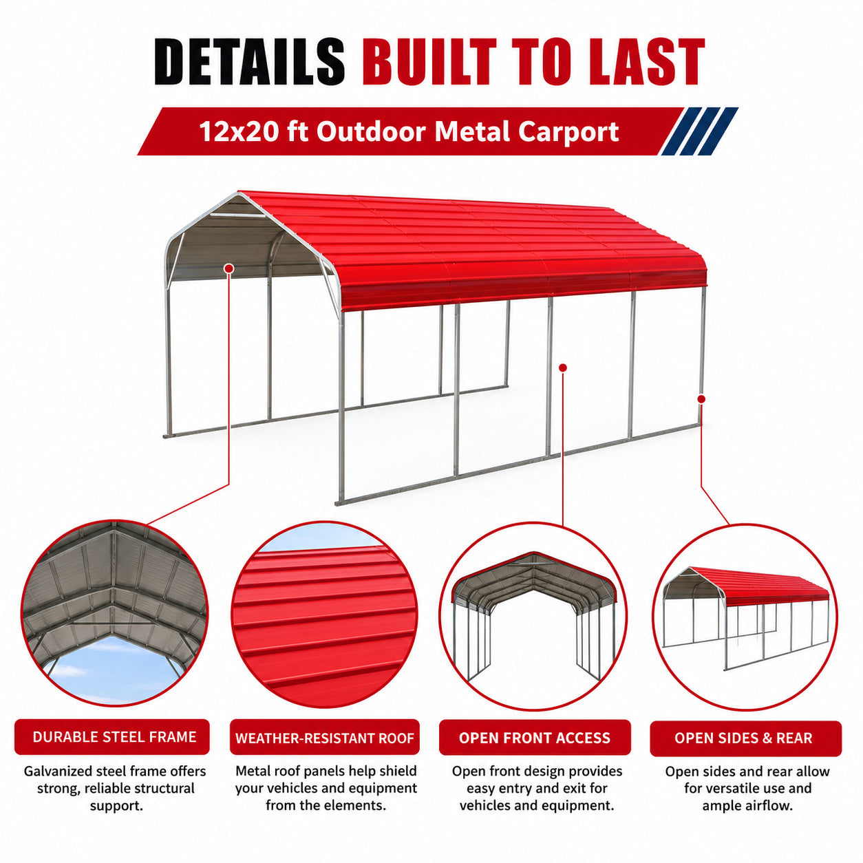 Unused Golden Mount Steel CarportM1220 (MSRP: $2,200)