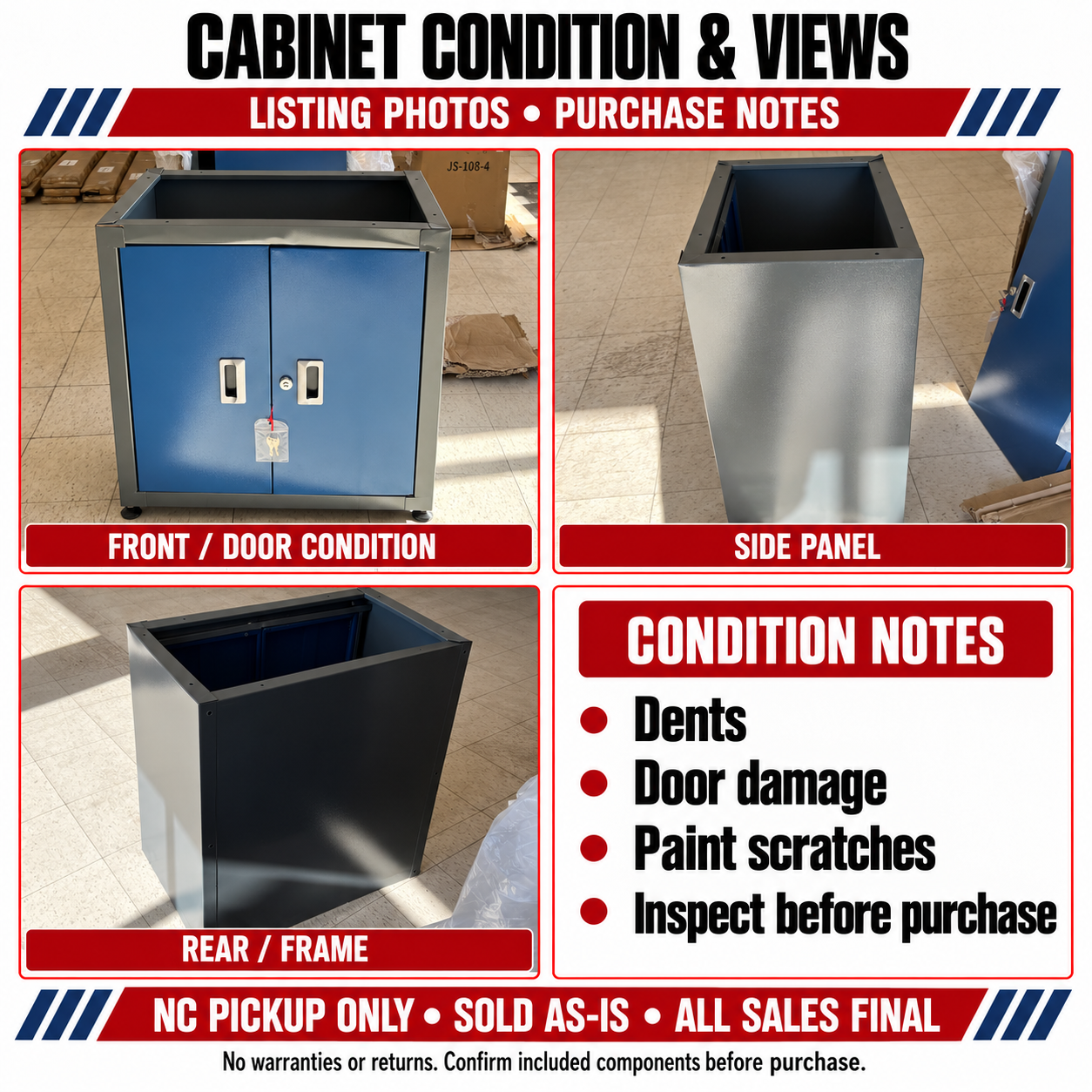 Unused Storage Cabinets 2 Doors Lockable