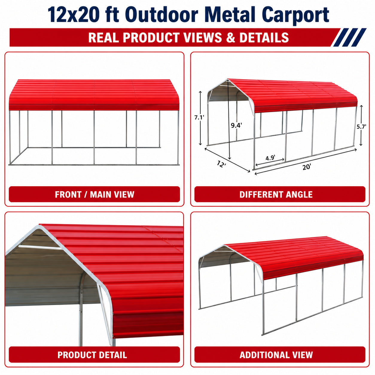 Unused Golden Mount Steel CarportM1220 (MSRP: $2,200)