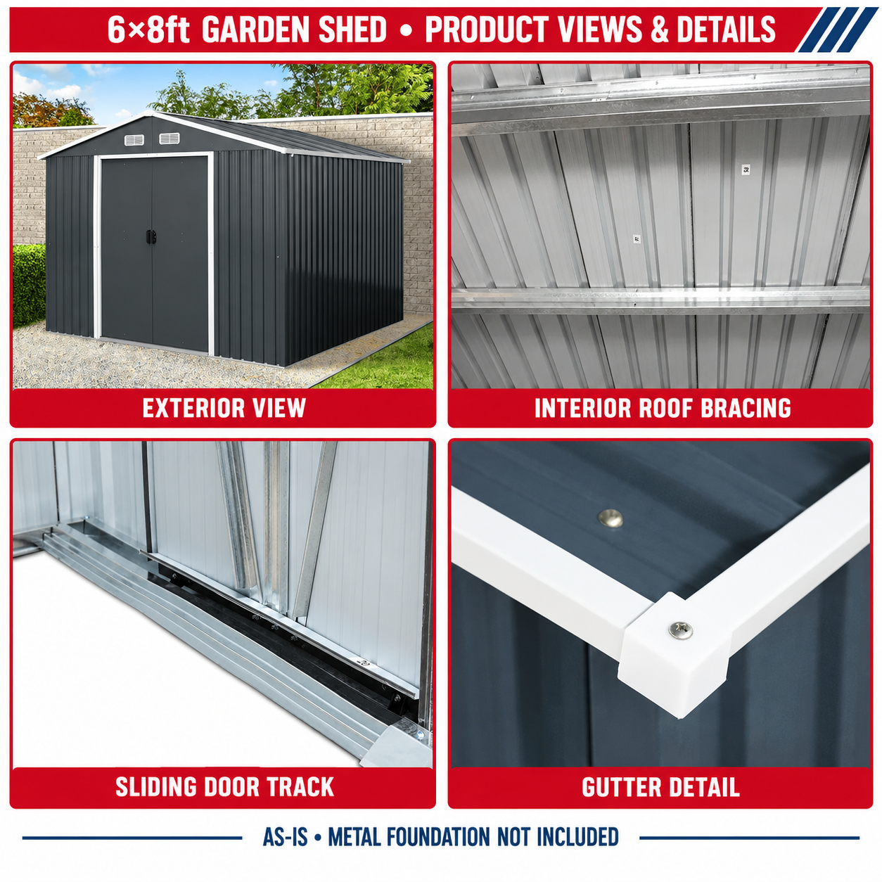Unused Chery Industrial Garden Shed 6'x8'ft (MSRP: $399)