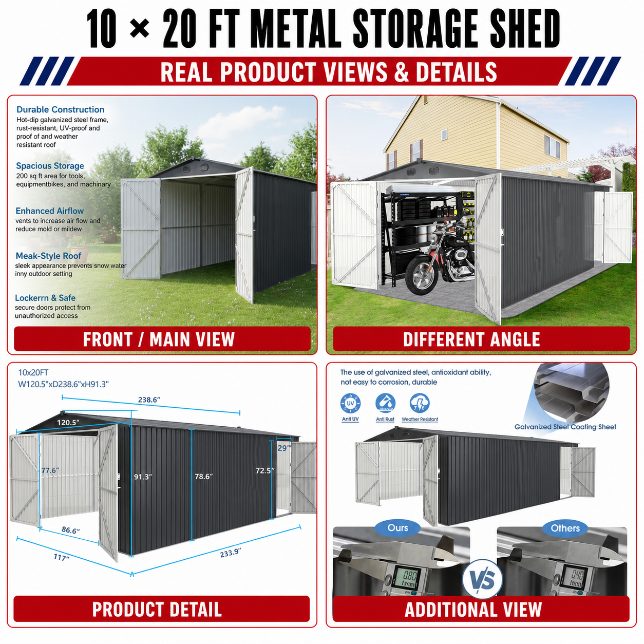 Unused Metal Storage Shed 10x20FT (MSRP: $1,999)