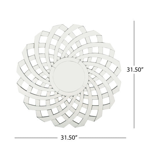 Unused Glam Flower Patterned Circular Wall Mirror