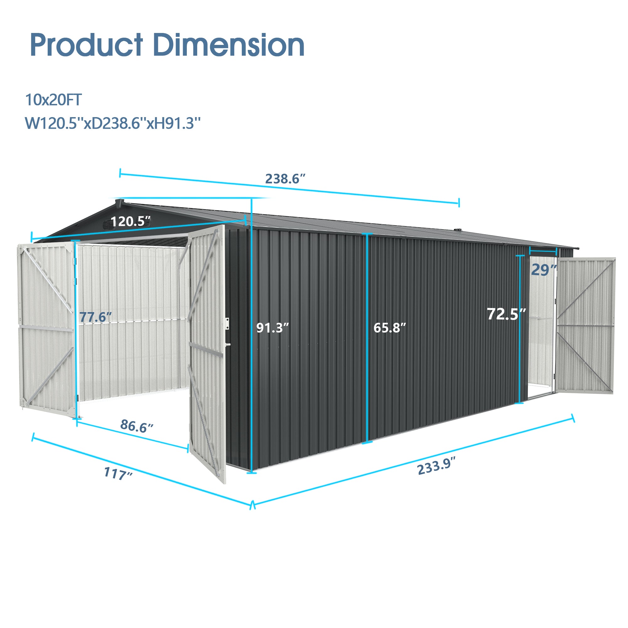 Metal Storage Shed 10x20 ft (MSRP: $1,999)