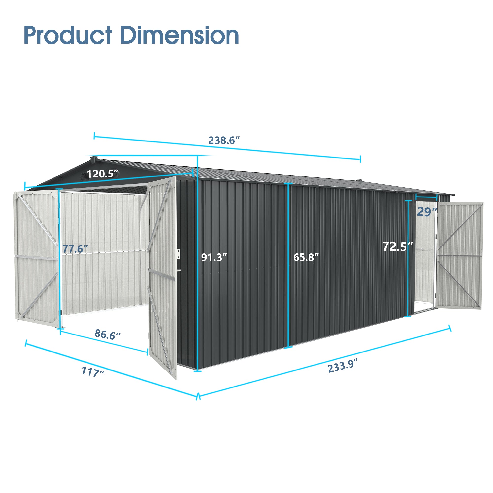 Metal Storage Shed 10x20 ft (MSRP: $1,999)