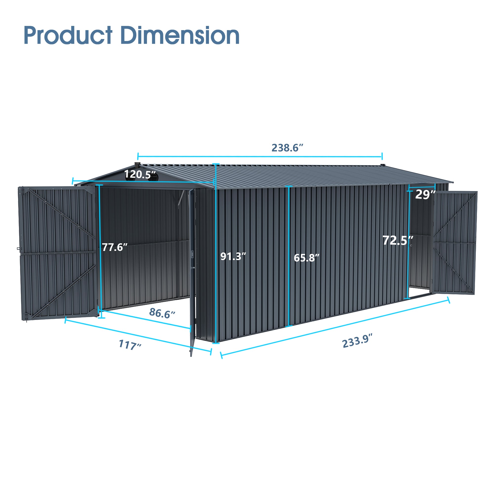 Metal Storage Shed 10x20 ft (MSRP: $1,999)