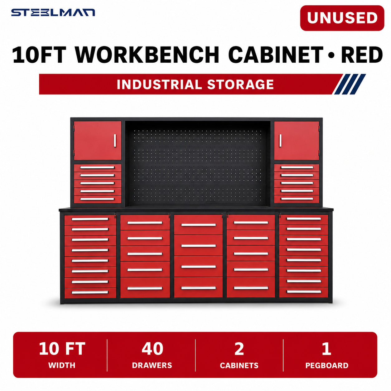 Unused Chery Industrial Work Bench H10ft-40D. Red (MSRP: $4,899)