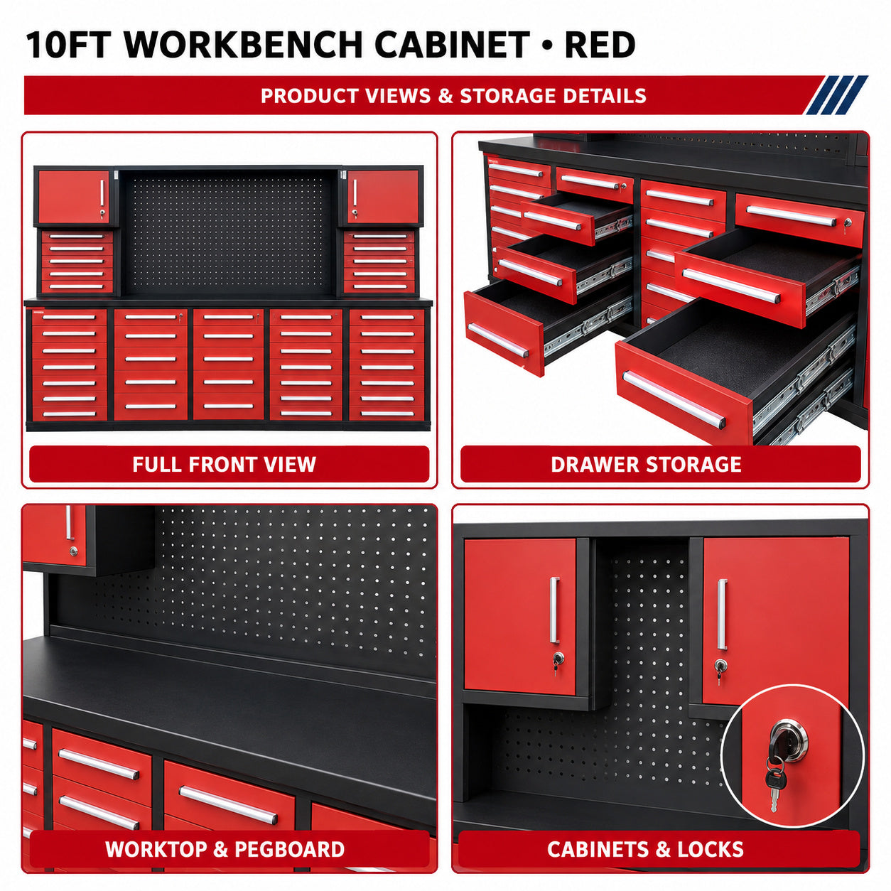 Unused Chery Industrial Work Bench H10ft-40D. Red (MSRP: $4,899)