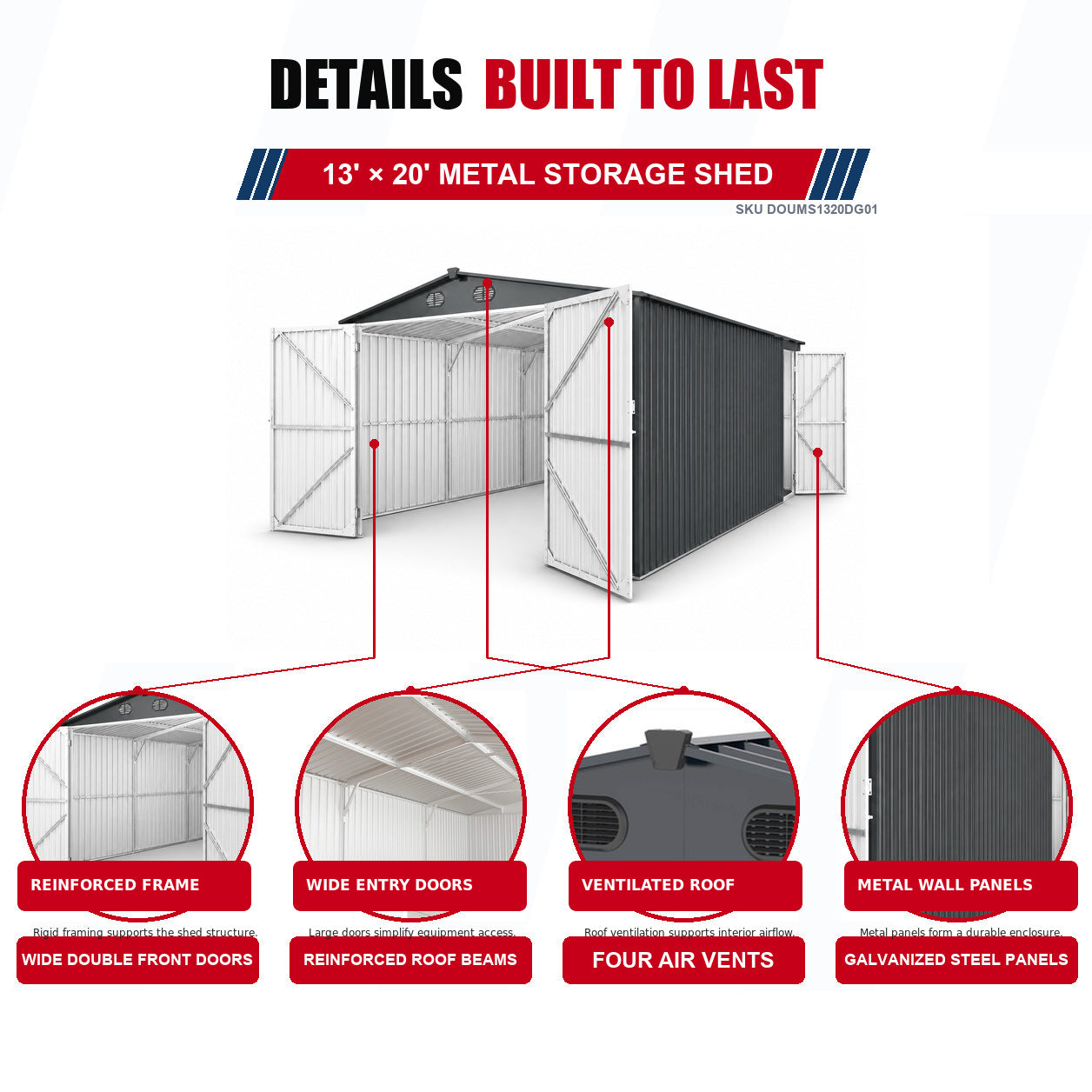 Unused Metal Storage Shed 13x20FT (MSRP: $2,299)