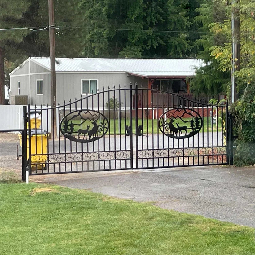 Unused Greatbear Iron Gate 20' - Deer & Pine (Deer Decor) - EPE foam (MSRP: $2,400)