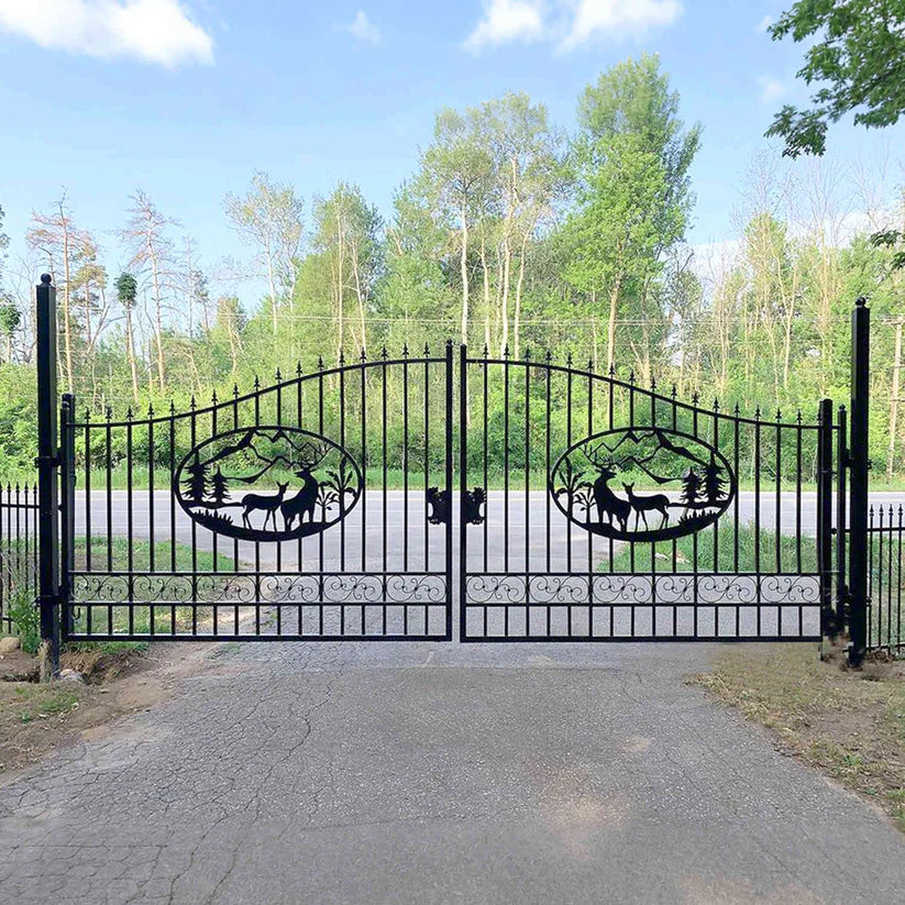 Unused Greatbear Iron Gate 20' - Deer & Pine (Deer Decor) - EPE foam (MSRP: $2,400)