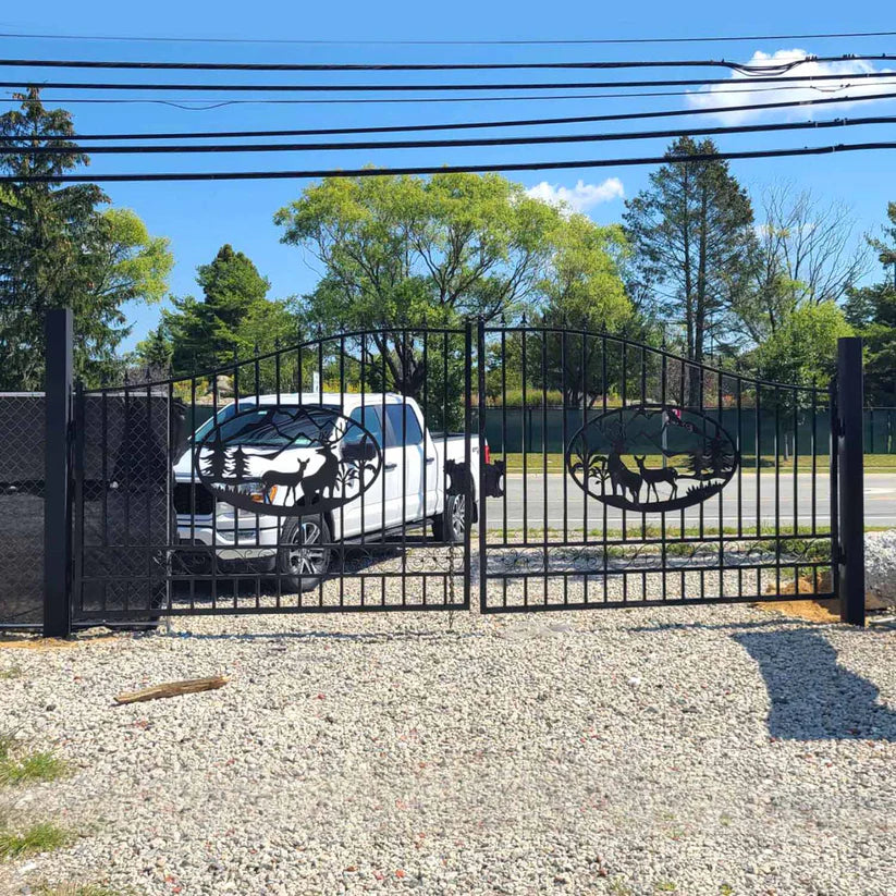 Unused Greatbear Iron Gate 20' - Deer & Pine (Deer Decor) - EPE foam (MSRP: $2,400)
