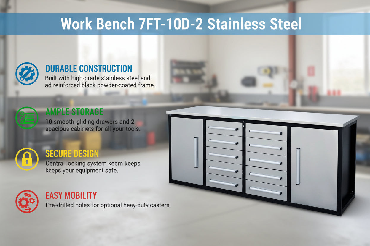 Work Bench 7FT-10D-2 Stainless Steel