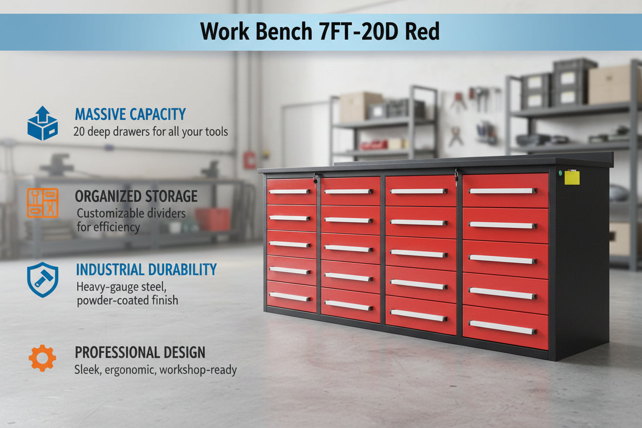 Unused Work Bench 7FT-20D Red (MSRP: $2,699)