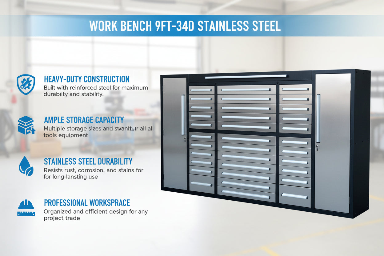 Work Bench 9FT-34D Stainless Steel