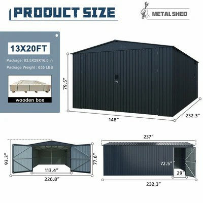 Heavy-Duty Car Garage shed 20x13ft