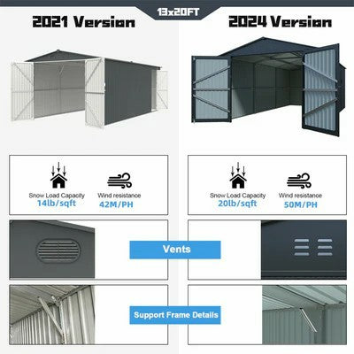 Heavy-Duty Car Garage shed 20x13ft