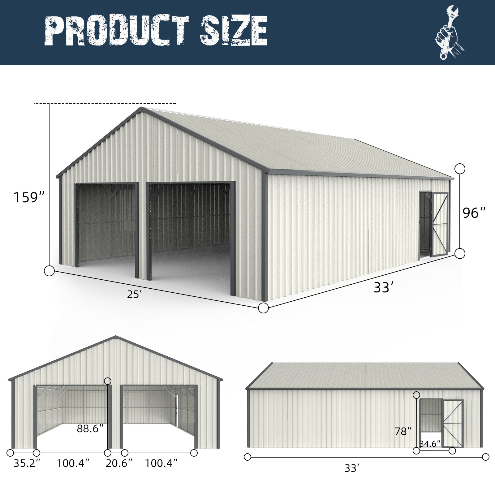 Unused Douxebebe Metal Shed 25x33FT (MSRP: $7,200)