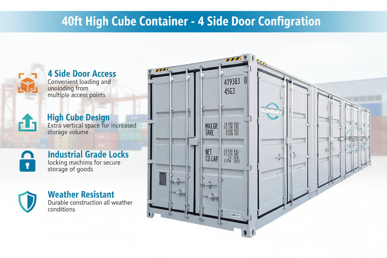 High Cube Container Internal Unused High Cube Four Doors Container 40' with Logo