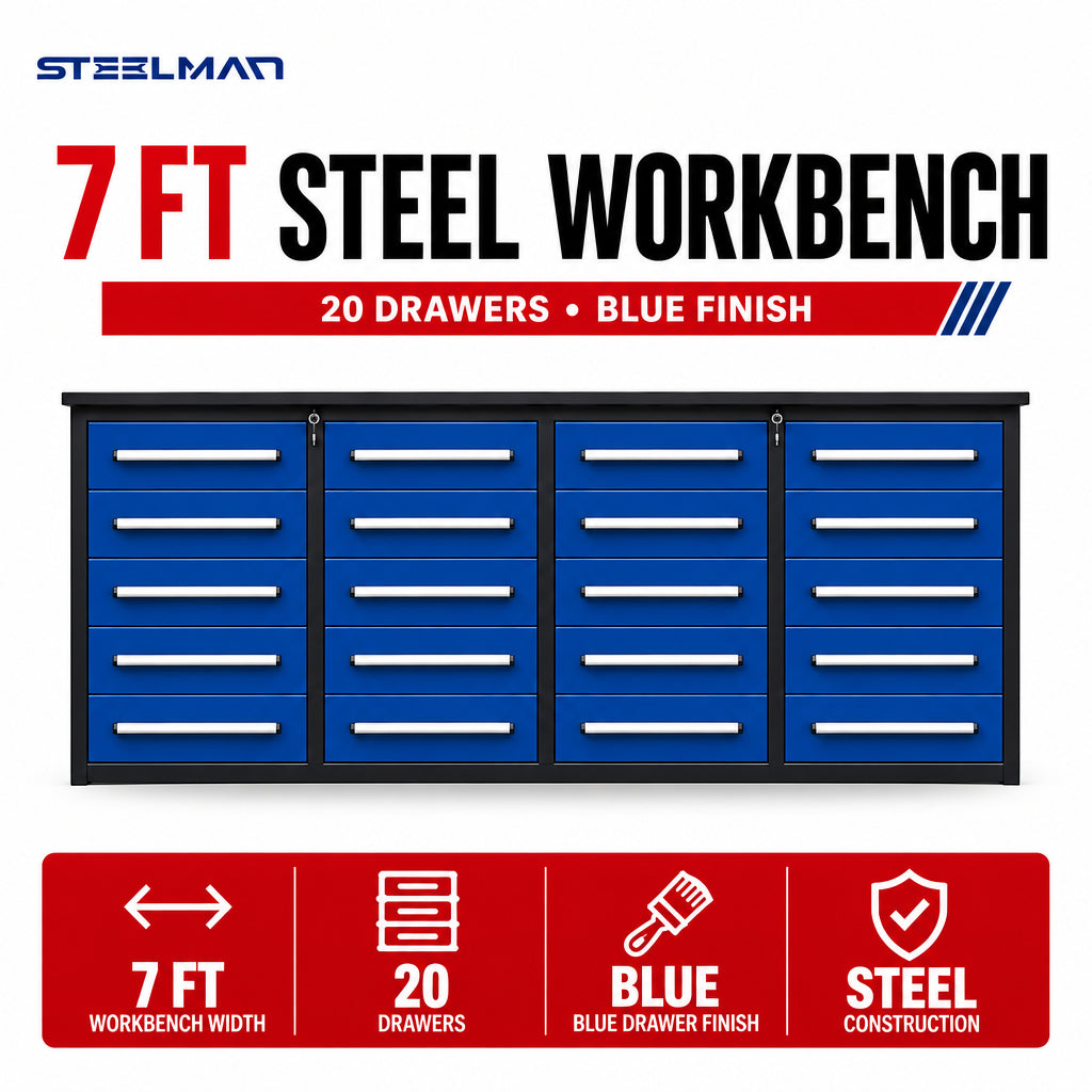 Unused Chery Industrial Work Bench 7ft-20D. Blue (MSRP: $2699)
