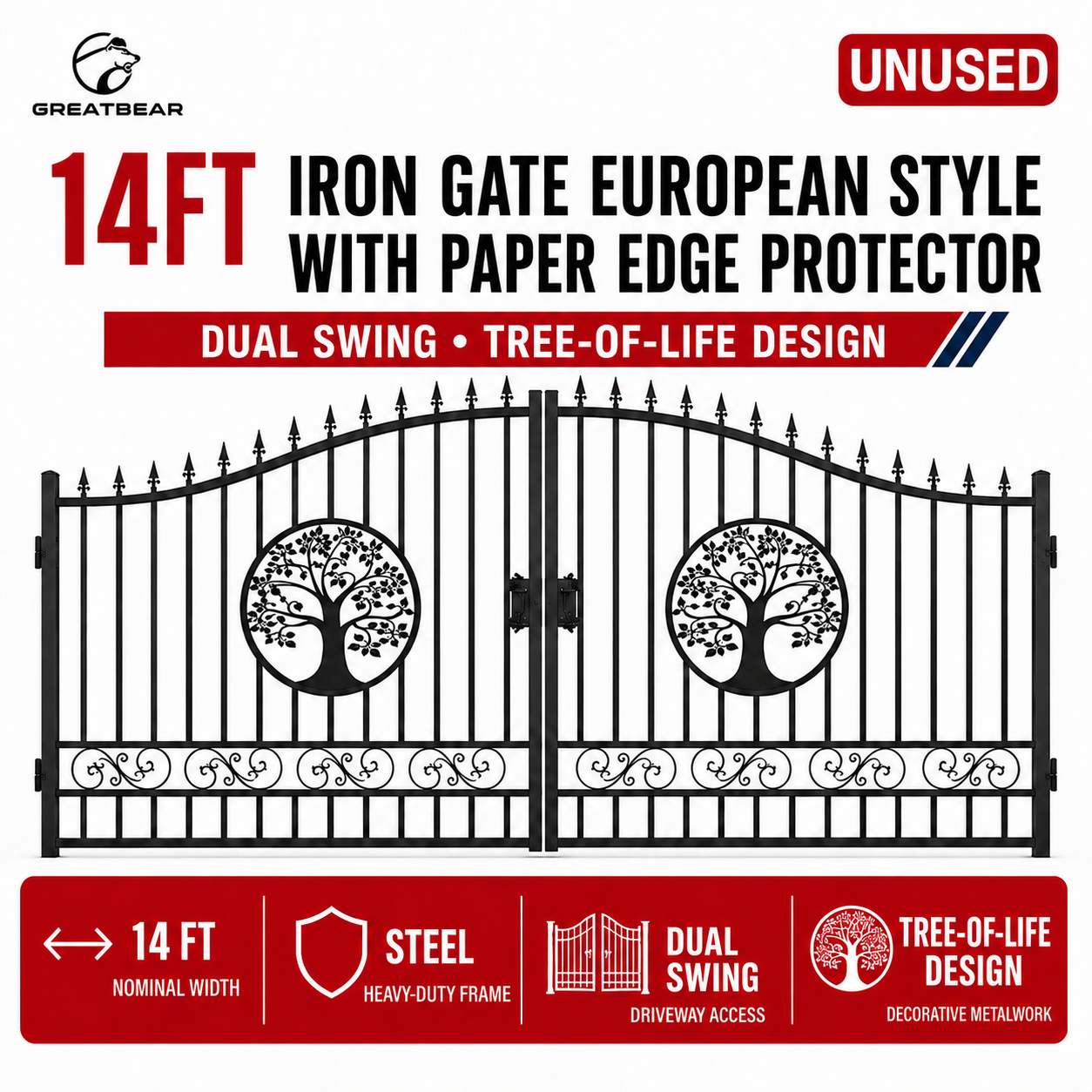 Unused Greatbear Iron Gates 14' -tree no metal ball - EPE foam (MSRP: $2,200)
