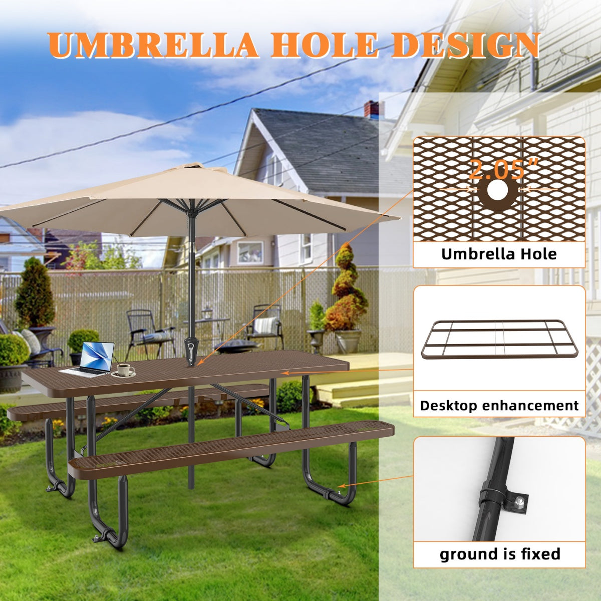 6ft-rectangle-picnic-table-with-umbrella-hole#color_Brown