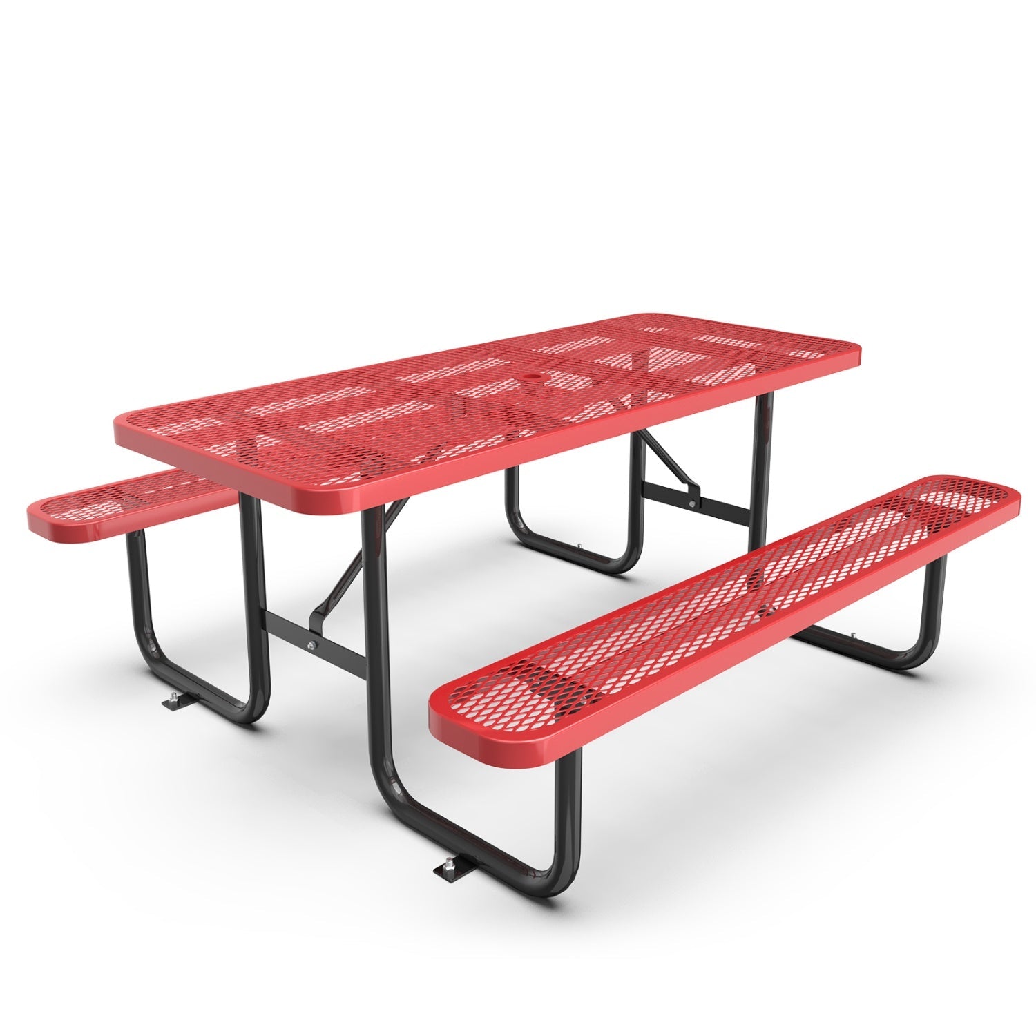 6ft Rectangle Picnic Table With Umbrella Hole #color_Red