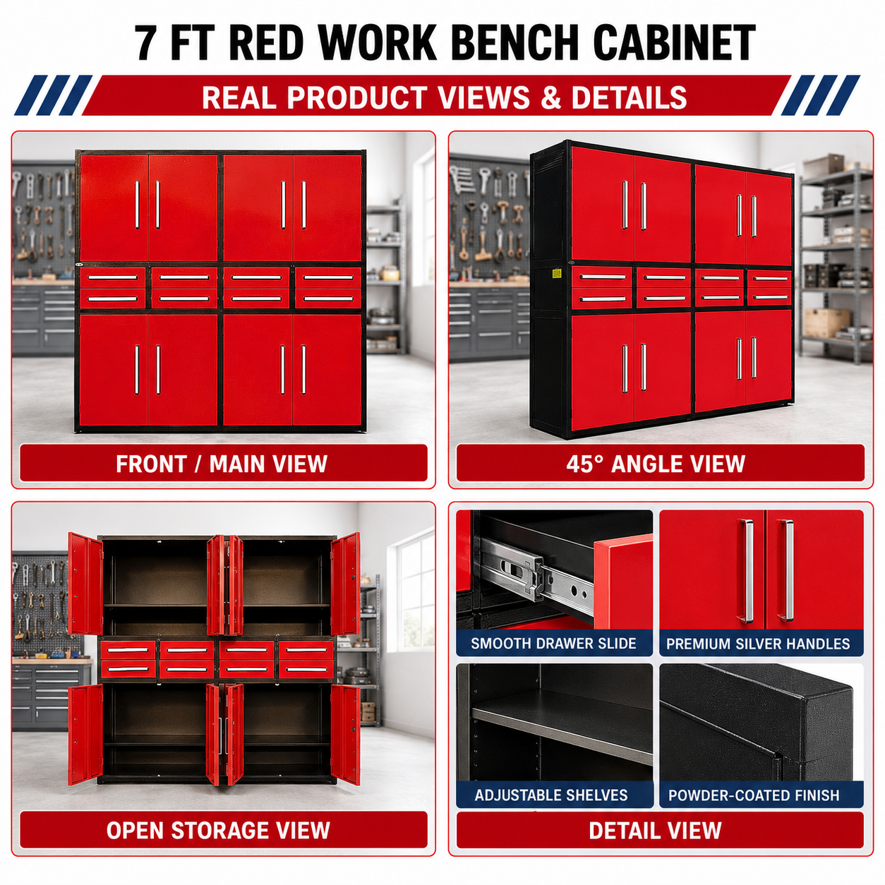 Unused Chery Industrial Work Bench 7ft-8D. Red (MSRP: $2,699)