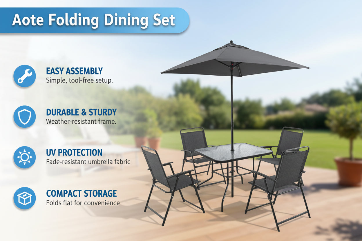 Chery Industrial Sling Folding Dining Set (MSRP: $369)