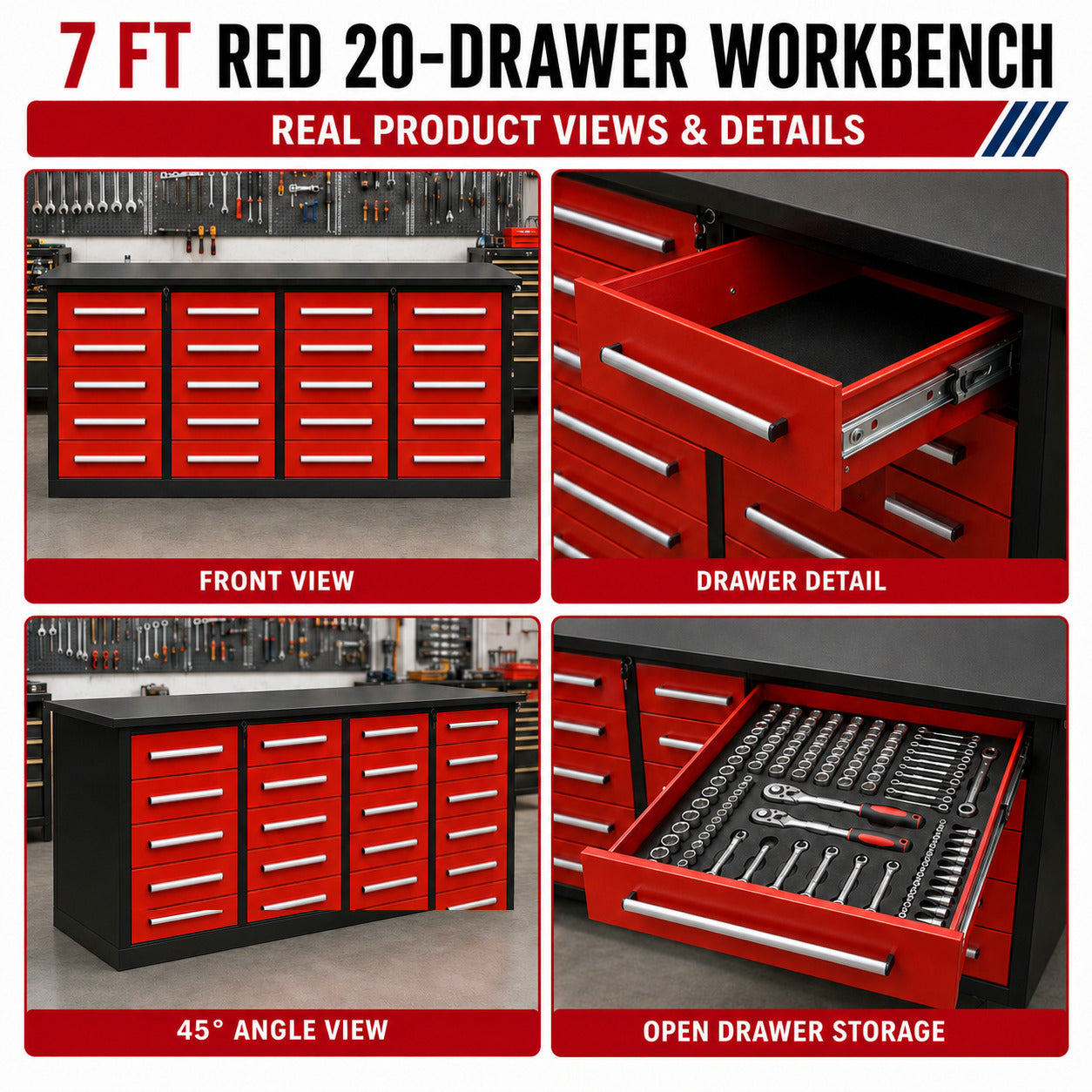Unused Work Bench 7FT-20D Red (MSRP: $2,699)
