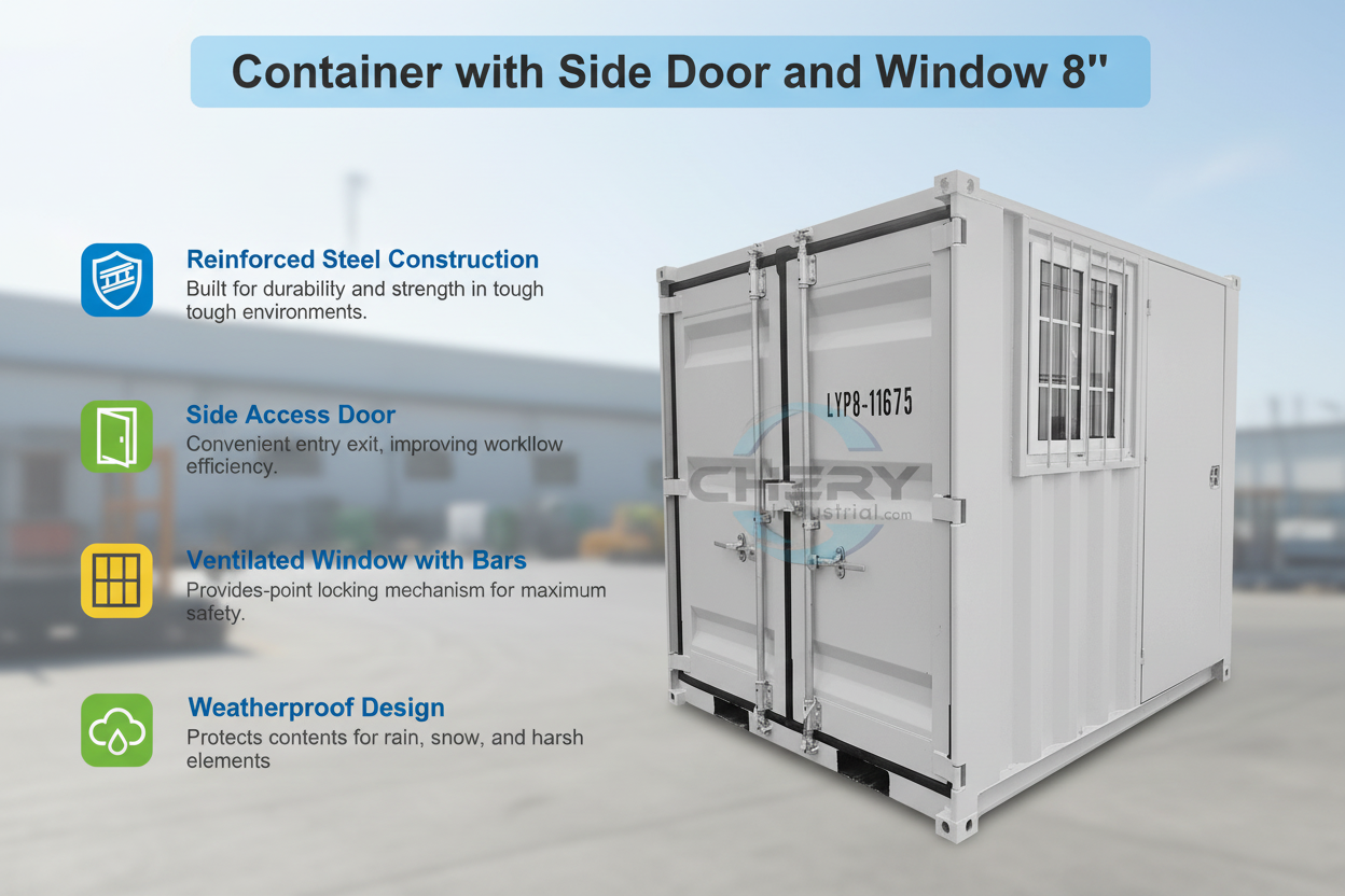 Unused 8' Container with Side Door & Window