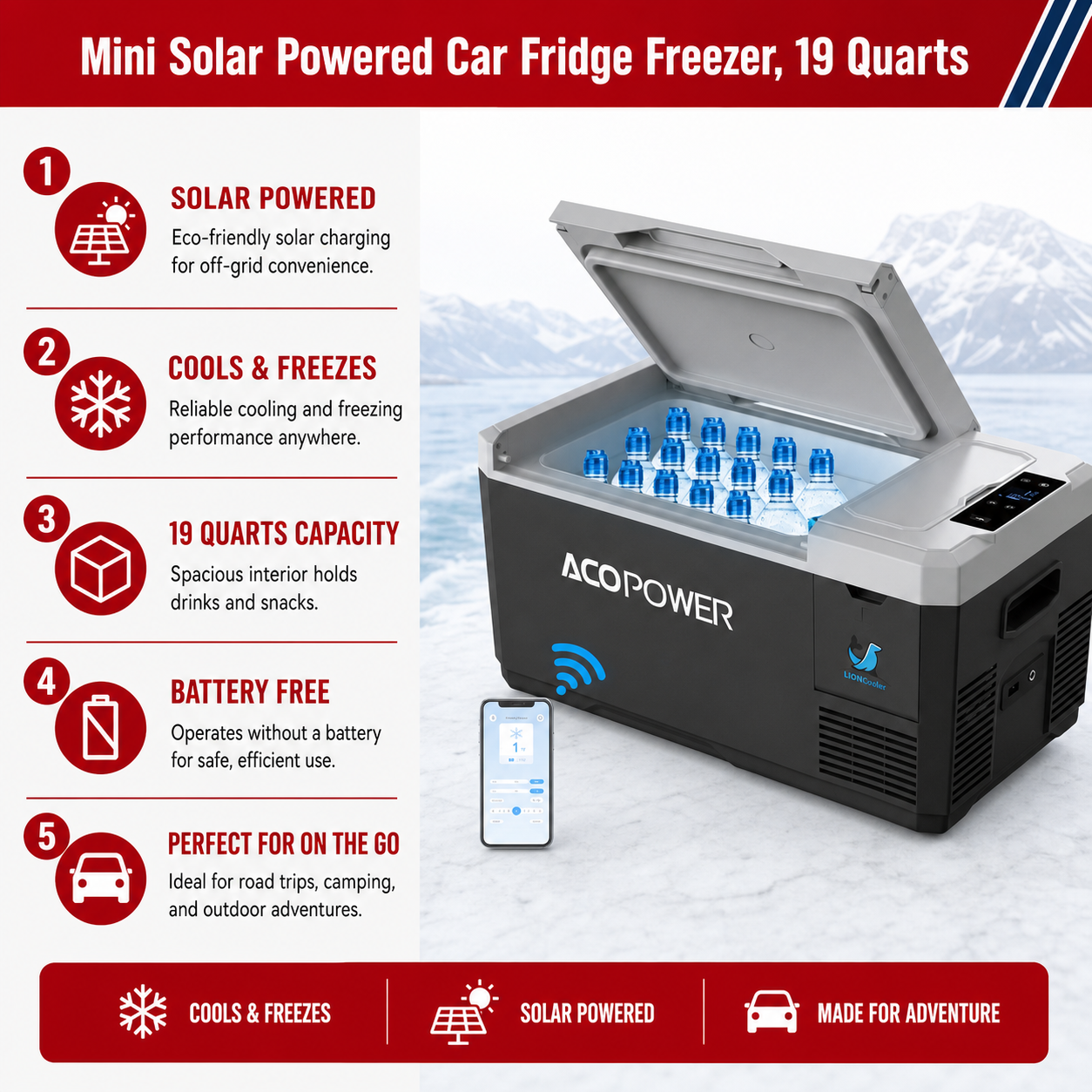 Unused LionCooler Fridge Freezer, 19 Quarts, no battery (MSRP: $330)