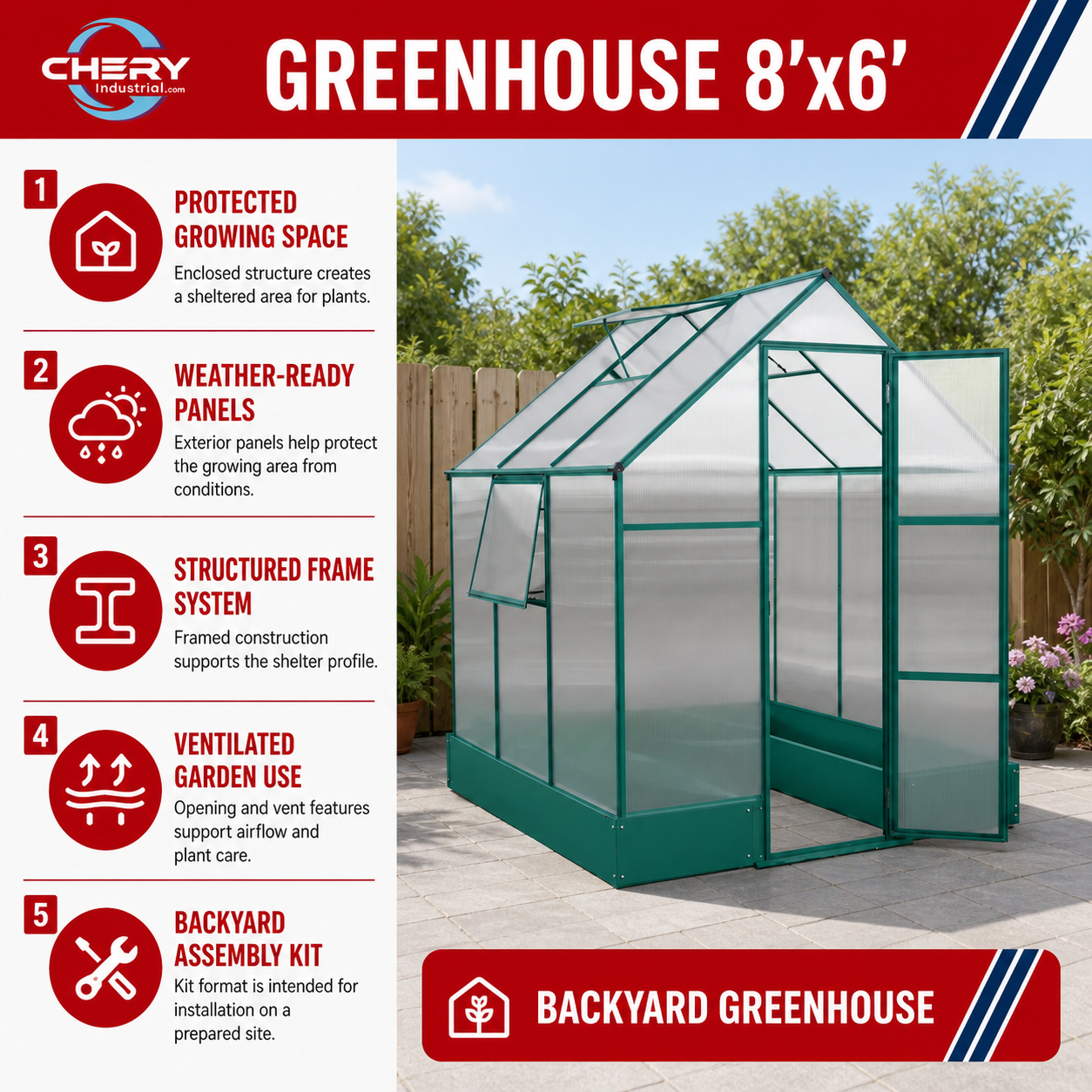Qty of (5) Unused Greenhouse 8'x6' (MSRP: $3450)
