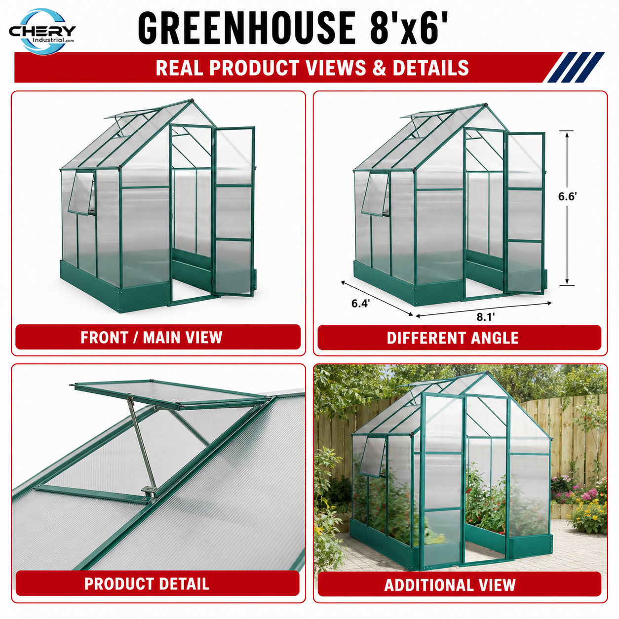 Qty of (5) Unused Greenhouse 8'x6' (MSRP: $3450)