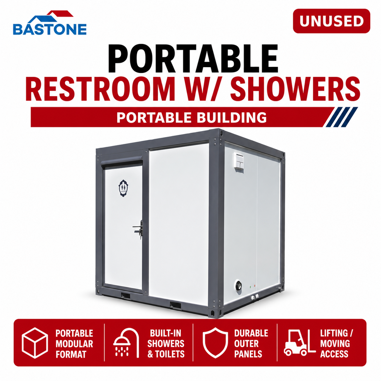 Unused Bastone Mobile Toilets with shower -shower curtain style (MSRP: $6,500)