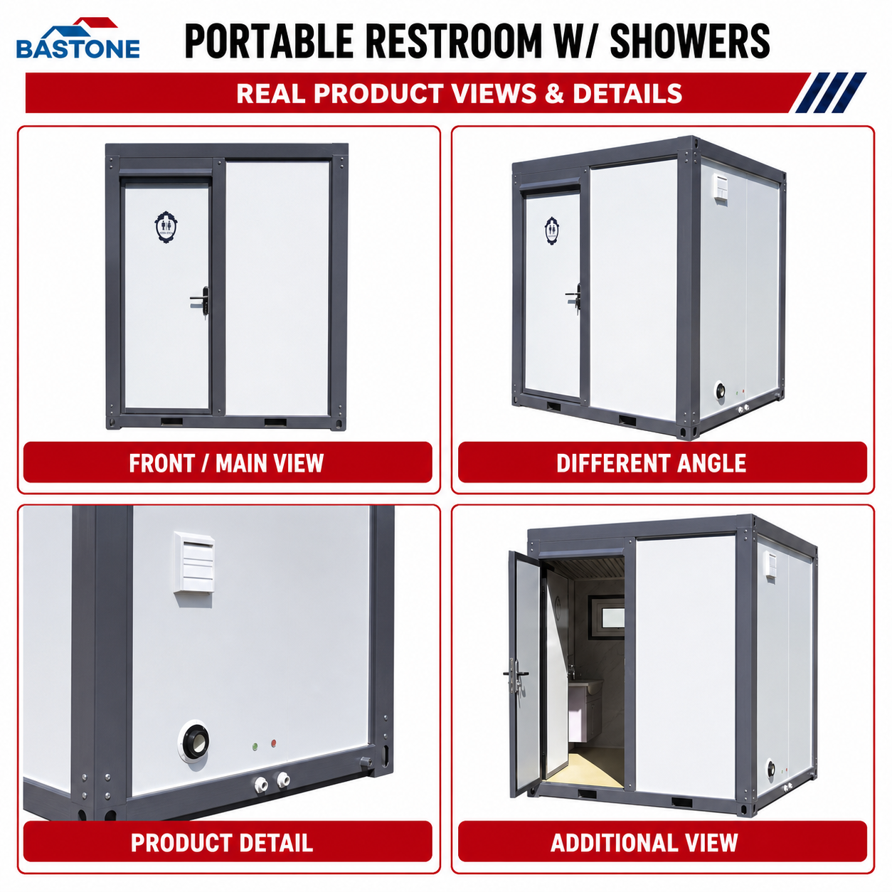 Unused Bastone Mobile Toilets with shower -shower curtain style (MSRP: $6,500)