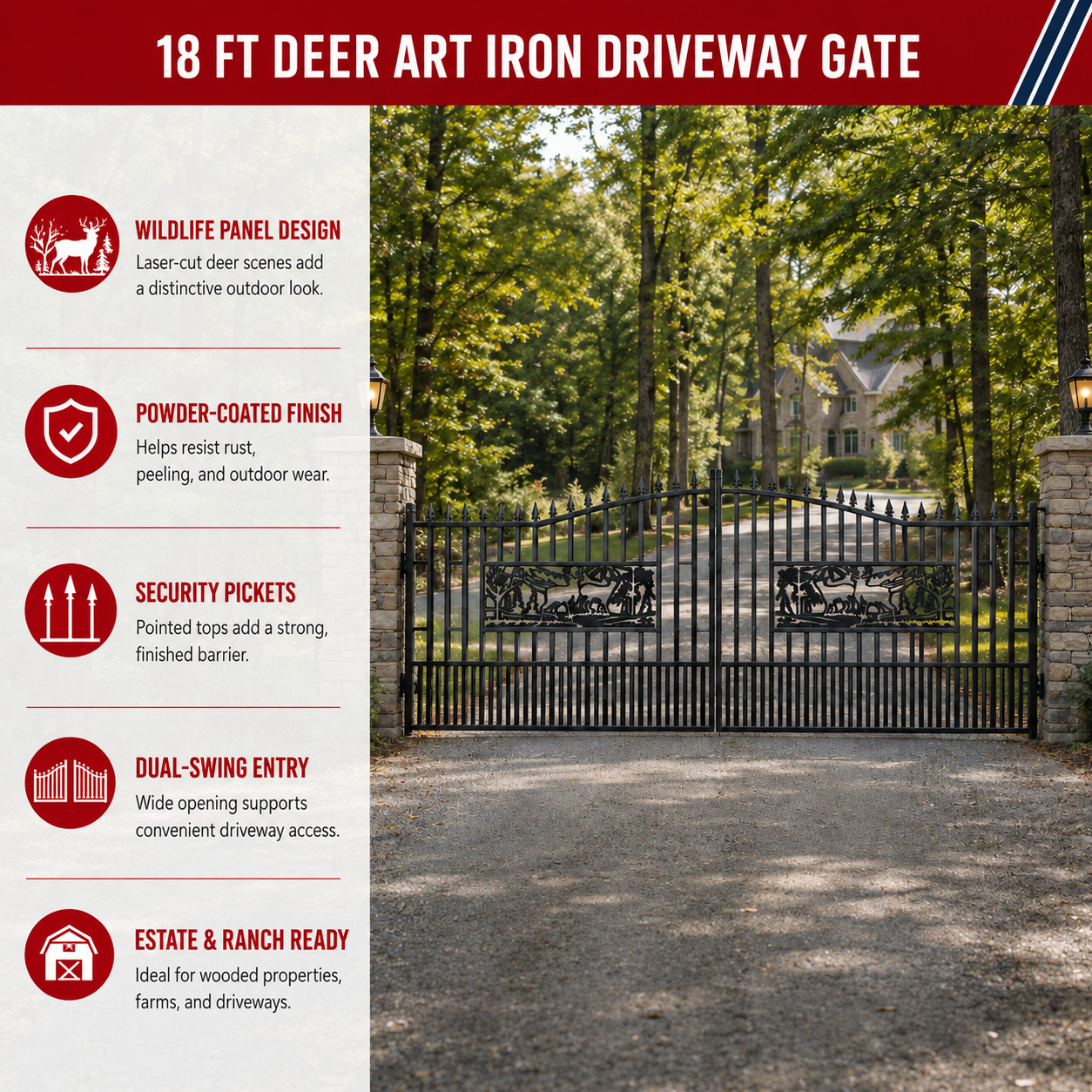 Unused Geatbear iron gate 18ft Deer in rectangular figure - EPE foam (MSRP: $1,800)