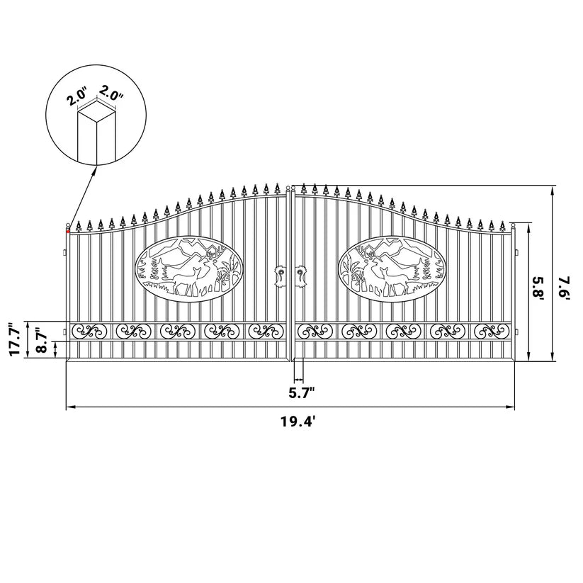 Unused Greatbear Iron Gate 20' - Deer & Pine (Deer Decor) - EPE foam (MSRP: $2,400)