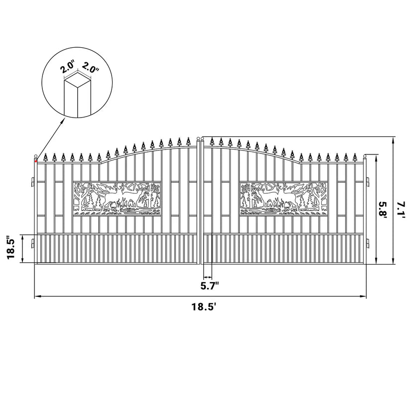 Unused Greatbear iron gate 18ft Deer in rectangular figure (MSRP: $1,800)