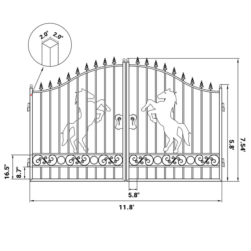 Unused Greatbear 12ft iron gate. artwork horse in the Middle - EPE foam (MSRP: $1,700)