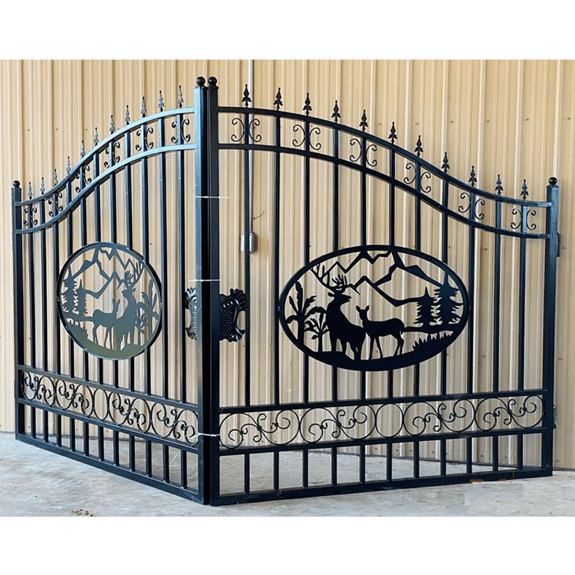 Unused Greatbear Iron Gate 14' - Deer & Pine (Deer Decor) - EPE foam (MSRP: $2,400)