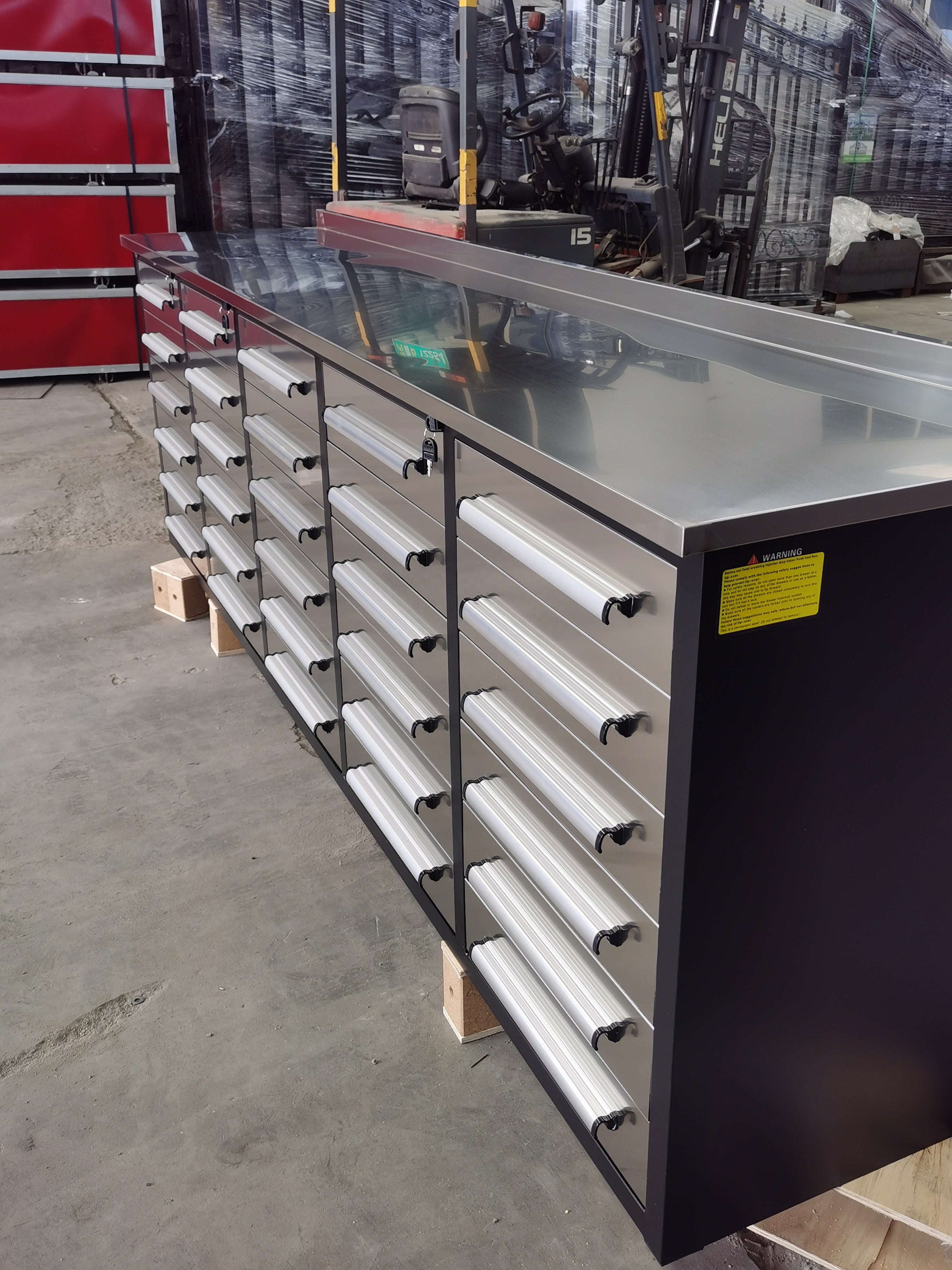 Unused Chery Industrial Work Bench. 10ft-30D Stainless Steel (MSRP: $3899)